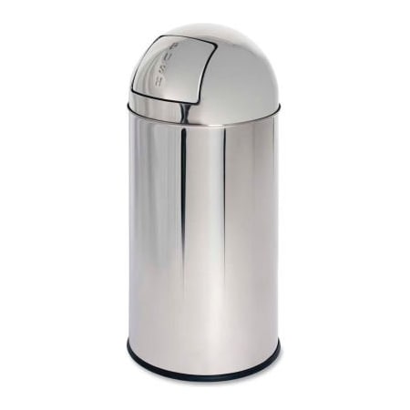 Sp Richards Genuine Joe Classic Stainless Steel Round Trash Can W/Push Door Dome Top, 12 Gallon GJO58885